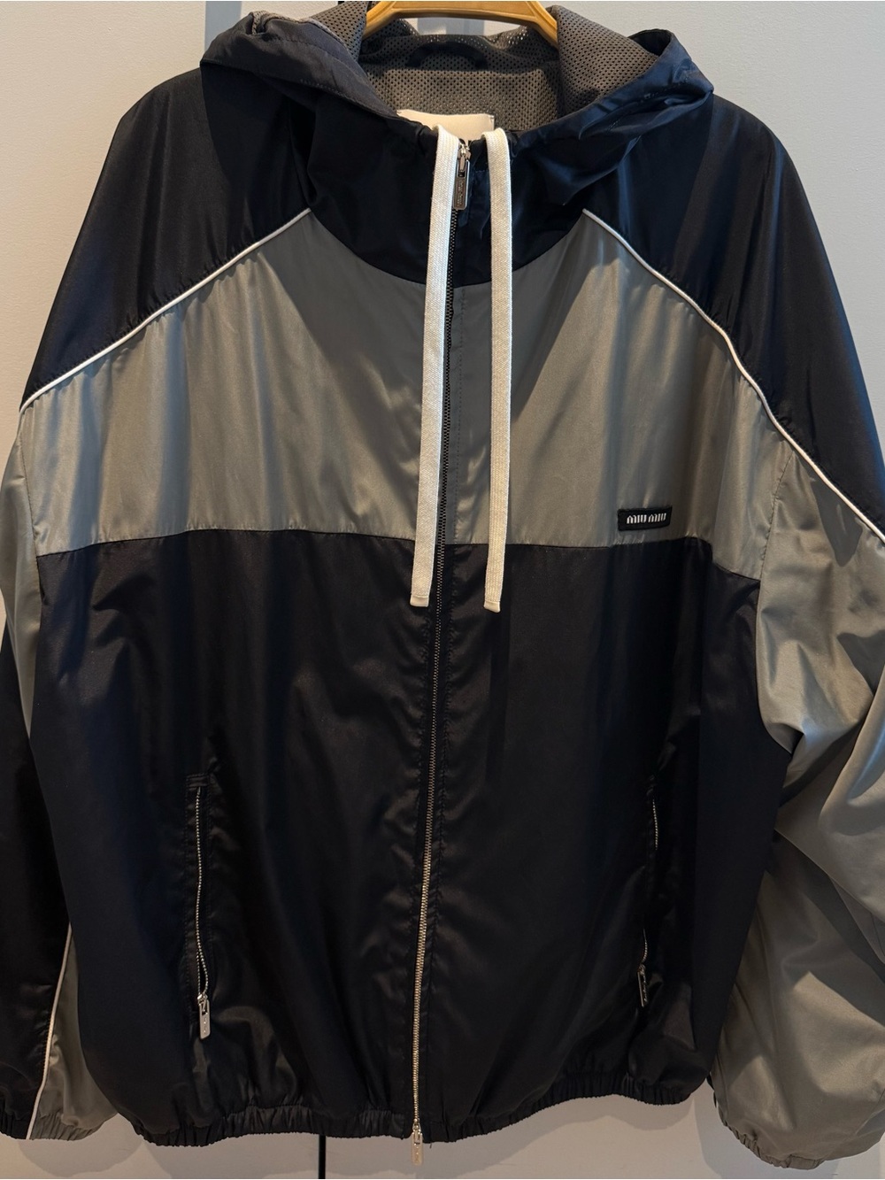 Miumiu Technical Silk Zipper Blouson Jacket